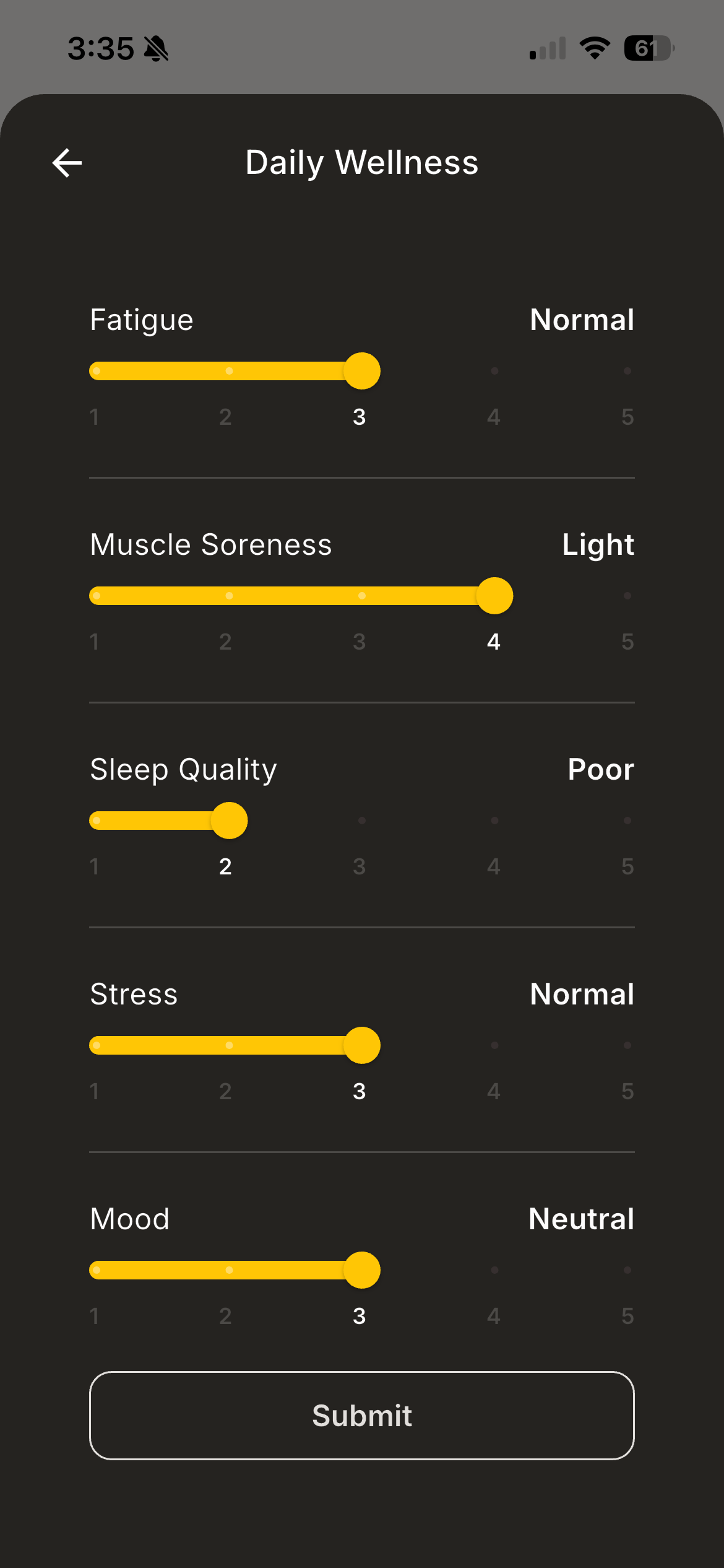 Daily wellness check-in