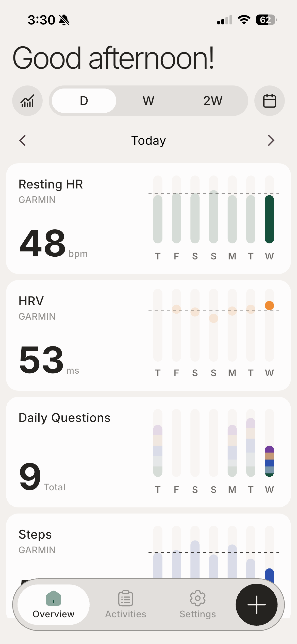 Athlete Overview in the mobile app